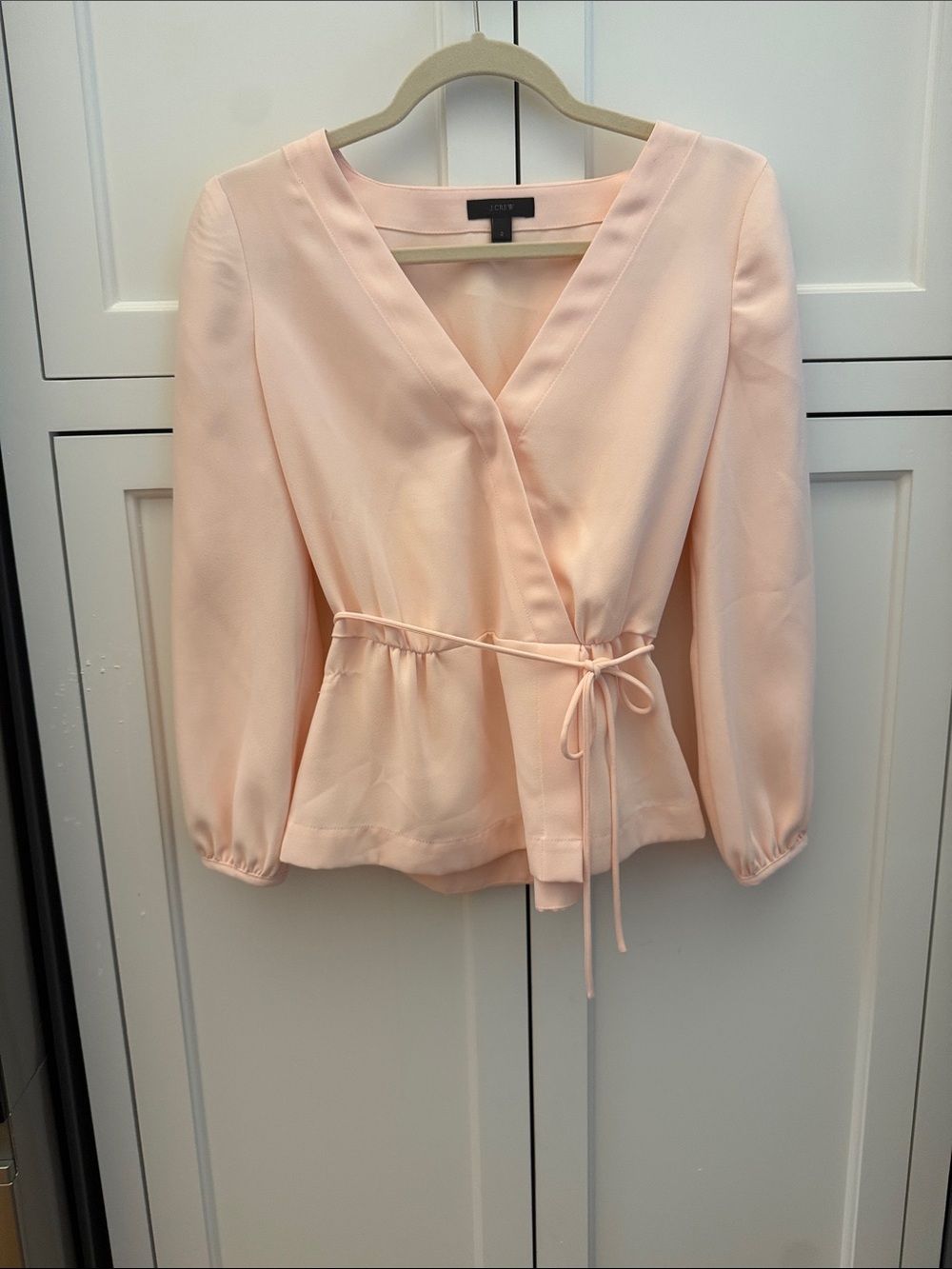 J. Crew Soft Blush Wrap-Style Peplum Blouse
